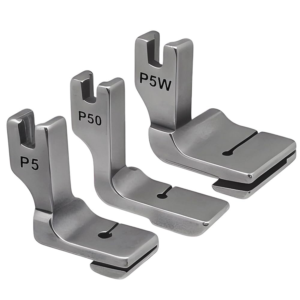 Fbshicung 3PCS Industrial Piping Feet #P5 P50 P5W Double Gathering Pleated Shirring Presser Foot for Sewing Machine JUKI Brother Singer