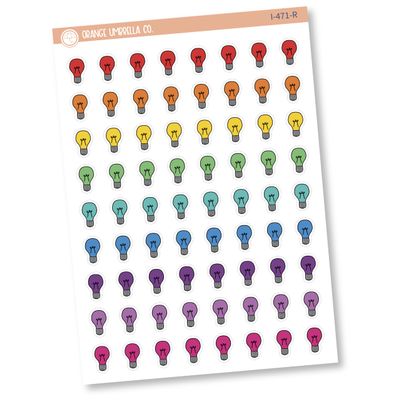 Light Bulb Label Planner Stickers | Lightbulb Icon Labels | Color Fill Print Planning Stickers | I-471 (Rainbow)