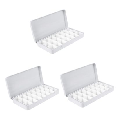 TEHAUX 3sets Empty Watercolor Tin Set Blank Pans for Art Supplies Compact Iron Storage Box for Watercolor Painting for Artists and Beginners