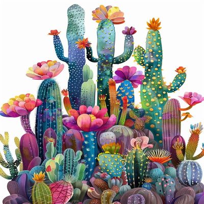 Walluminati Stamped Cross Stitch Kits for Adults Beginners, Embroidery Kits Full Range of Cross Stitch Stamped Kits Needlepoint Kits Cross Stitch Patterns(Cactus Pattern,16x20inch)