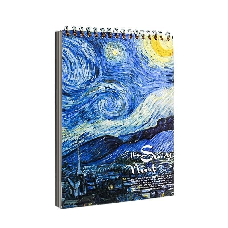 MFQLL Blank Sketch Book for A4/8K 30/40/60 Sheets Spiral Upward Flipping Coil Art Book Sketching Art Students Painting Art Supplies(Starry Sky,A4 100g 60 Sheets)