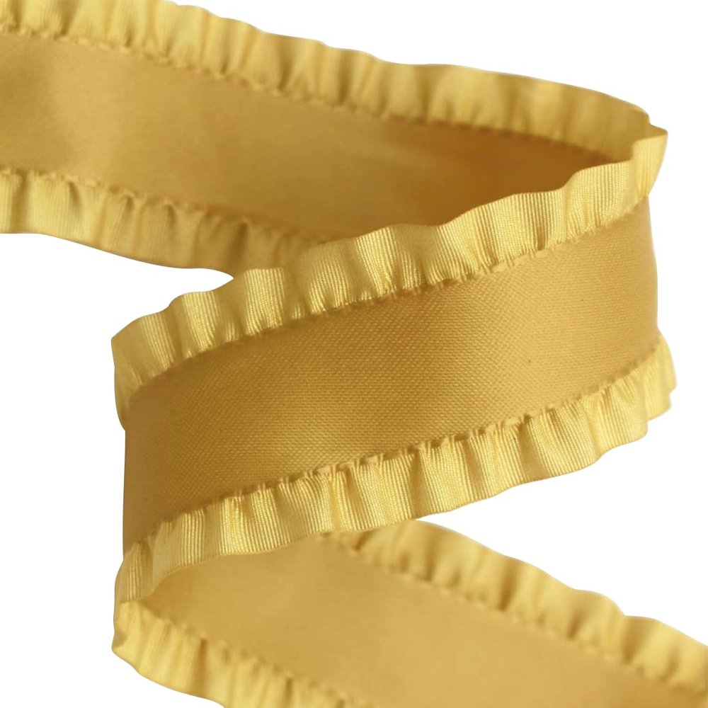 ECYC 10 Yards 1.5 inch Double Ruffle Ribbon, Silk Satin Fabric Ribbon Lotus Leaf Edge Ribbon for DIY Crafts Gifts Wrapping Wedding Party Decoration,03