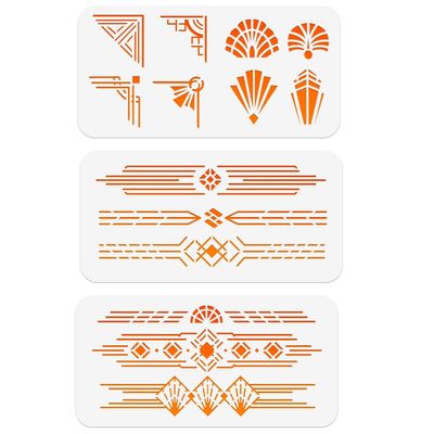NBEADS 3Pcs Painting Drawing Stencils, 11.8x5.9 Inch Reusable Craft Stencils PET Hollow Out Drawing Painting Template for Painting on Wood Fabric Paper Walls Canvas Furniture