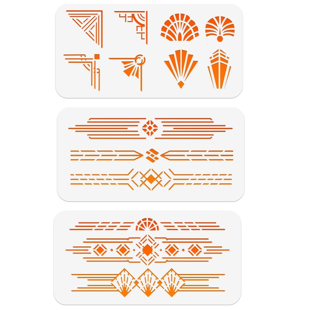 NBEADS 3Pcs Painting Drawing Stencils, 11.8x5.9 Inch Reusable Craft Stencils PET Hollow Out Drawing Painting Template for Painting on Wood Fabric Paper Walls Canvas Furniture