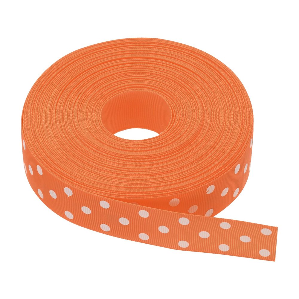 MECCANIXITY Grosgrain Ribbons 25 Yards 1 Inch Bright Orange with White Dots Ribbon Bow Decoration for Crafts Gift Wrapping Wedding