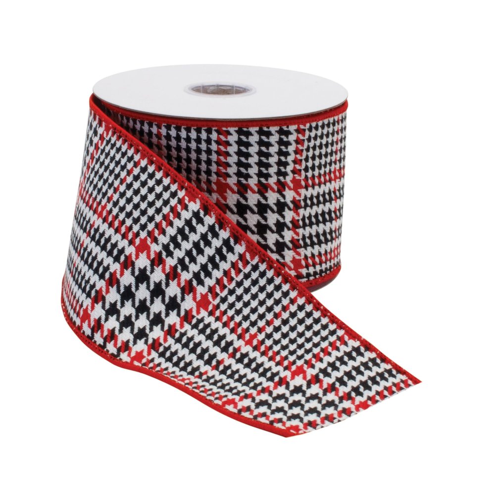 Melrose International Red Snowflake Wired Cotton Ribbon 4" x 5 Yds - Holiday Crafts & Gift Wrapping - Red