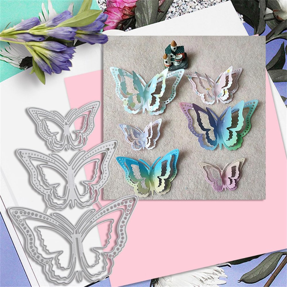 Annchaos Cutting Dies Metal Stencils Scrapbooking Tools DIY Embossing Template for Paper Card Making Album Arts Crafts Supplies (3D butterfly-9x12.6cm)