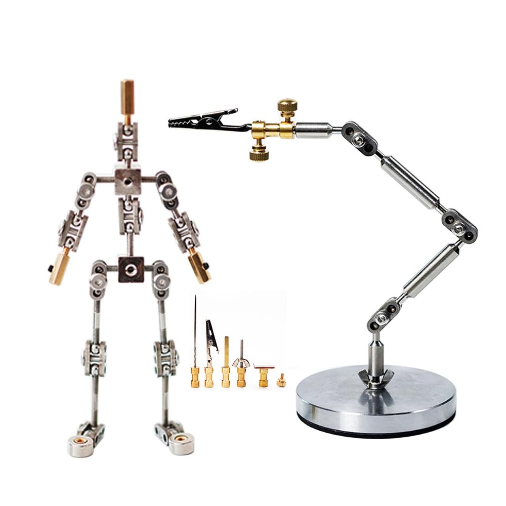 iumLeap Stop Motion Armature Kits,Stop Motion Animation Rigging and Winder, with Metal Puppet Figure for Character Design Creation,for Animators, Time-Lapse, Product Photography,12cm (17cm)