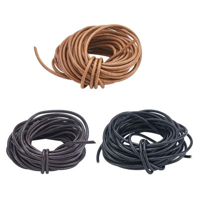PH PandaHall 15Yards 3 Colors Cowhide Leather Cord, 2.5mm Diameter, Braided, Ideal for Jewelry DIY Projects