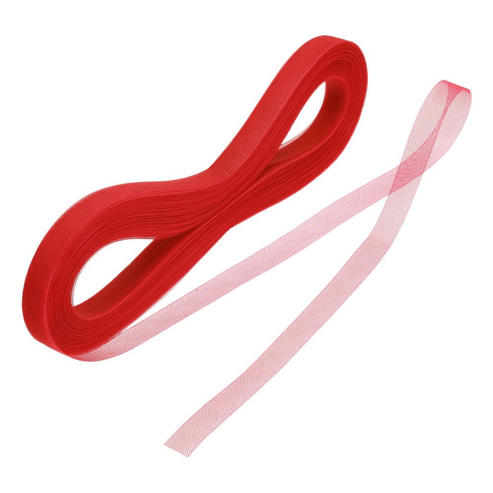 MECCANIXITY 50 Yards Stiff Horsehair Braid 0.6 Inch Wide for Polyester Boning Sewing Wedding Dress Dance Formal Dress Accessories,Red