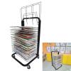 Foldable and Flip Up Art Drying Rack with Lockable Wheels, Painting Drying Rack for Classroom, Art Studio, Canvas Rack Art Storage - Sturdy Steel Construction, Ideal for Schools and Art Clubs, Black(2 view 1