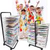 Foldable and Flip Up Art Drying Rack with Lockable Wheels, Painting Drying Rack for Classroom, Art Studio, Canvas Rack Art Storage - Sturdy Steel Construction, Ideal for Schools and Art Clubs, Black(2 view 3