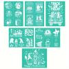 DGAGA 6PCS Halloween Silk Screen Stencils Reusable Skull Self Adhesive Chalk Mesh Stencil Trick or Treat Silkscreen Transfers for Painting on Wood,Craft,DIY Screenprinting Starter Kit for Chalk Paste view 1
