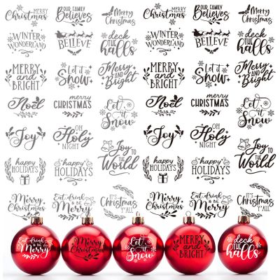 40 Pieces Christmas Word Stickers for Crafts Christmas Vinyl Stickers Waterproof Xmas Decals for Ornament Ball Wood Cup Glass Water Bottle Decoration (40 pcs Words)