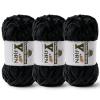 3 Pack Plush Chenille Chunky Yarn - Fluffy Velvet Yarn Crochet for Blanket Knitting and Crocheting - Soft Baby Yarns for Crocheting - Amigurumi Crochet Yarns 100g (87yds) (3 Black) view 1
