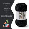 3 Pack Plush Chenille Chunky Yarn - Fluffy Velvet Yarn Crochet for Blanket Knitting and Crocheting - Soft Baby Yarns for Crocheting - Amigurumi Crochet Yarns 100g (87yds) (3 Black) view 3