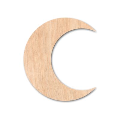 Wooden Moon, Unfinished Wood Crescent Moon Shape, Ideal for Celestial Night Sky Craft Cutout - Perfect for Wooden Crescent Moon Crafts, Moon Wood Art Projects (1/4 inch Thick, 6")