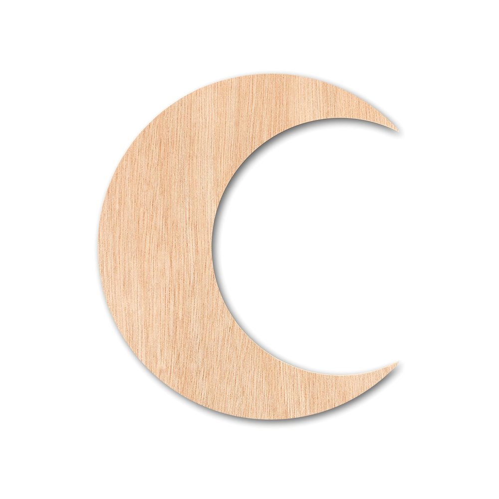 Wooden Moon, Unfinished Wood Crescent Moon Shape, Ideal for Celestial Night Sky Craft Cutout - Perfect for Wooden Crescent Moon Crafts, Moon Wood Art Projects (1/4 inch Thick, 6")