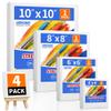 FIXSMITH Stretched Canvas for Painting, 4"x4", 6"x6", 8"x8", 10"x10", Pack of 4, Pre-Primed Canvases Wood Framed Canvas Boards for Oil Acrylic Paint, Acid-Free Painting Canvas for Kids &Artists view 1