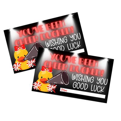 Lashicorn Youve Been Cheer Ducked Cards Tags Wishing You Luck | 50 pk 2 x 3.5 Squad Game Red for Competition Put on Cars Pins Gift Team Activity