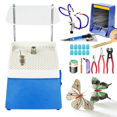 agreilduite Stained Glass Starter Kit for Adults,Glass Grinder/Soldering Iron Kit/Glass Cutter Tool Kit/Solder Exhaust Fan/Solder Clamp,Soldered Stained Glass kit for Beginners & Hobbyists