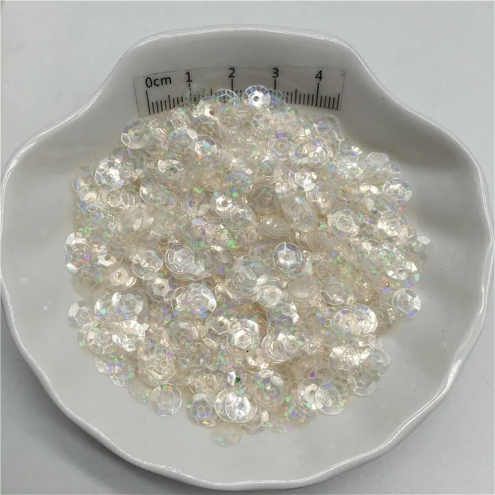10g 6mm Sequins Paillettes for Clothes Hat Shoes DIY Crafts Handmade Accessory(Transparent)
