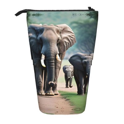 DRTGEDS Elephant Family Telescopic Pencil Case Pencil Pouch Holder,Organizer Stationery Pen Case Box With Zipper