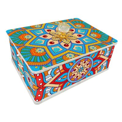 Diamond Dots Jewelry Box 5D DIY Kit Mandala Decorative Storage Box Diamond Art Painting PVC Trinket Storage Case Special Shaped Gem by Number Stitch Handmade Crafts for Dresser Tabletop Ornament