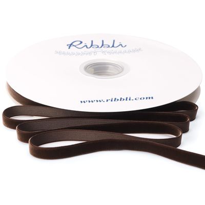 Ribbli Brown Velvet Ribbon 3/8 Inches Continuous 25 Yard Spool Brown Christmas Ribbon for Gift Wrapping Crafts Home Decor