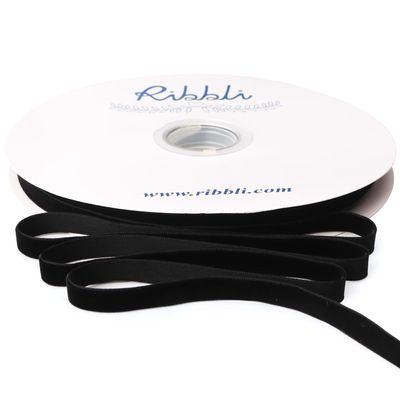 Ribbli Black Velvet Ribbon 3/8 Inches Continuous 25 Yard Spool Black Christmas Ribbon for Gift Wrapping Crafts Home Decor