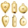 Beebeecraft 12Pcs 3 Styles Real 18K Gold Plated Small Heart Charms Round Octagon Geometry 3D Dangle Charm Star Micro Pave Cubic Zirconia Pendants Findings for Jewelry Making Supplies DIY Crafts view 1