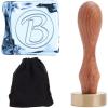 CRASPIRE Letter Ice Stamp 1.2" Initial Alphabet B Ice Press Stamp with Vintage Wood Handle Detachable Brass Head Replacement for Party Holiday Bars Cocktail Whiskey Mojito Drink Making DIY Craft view 1