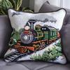Kitquiver latch hook craft kits Cartoon train Needlepoint Pillow Kit landscape Latch Hook Kits Pillow DIY Handmade Cushion Crochet Yarn Embroidery Latch Kit Pillowcase 43x43cm, 564S313T view 1