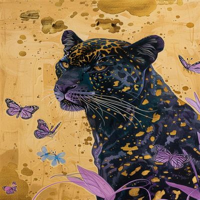 Cross Stitch Kits for Beginners Stamped Cross-Stitch Supplies Needlework 11CT 3 Strands Cotton Thread Printed DIY Needlepoint Kits Craft Needlework Set(Black panther and butterfly,16x20inch)