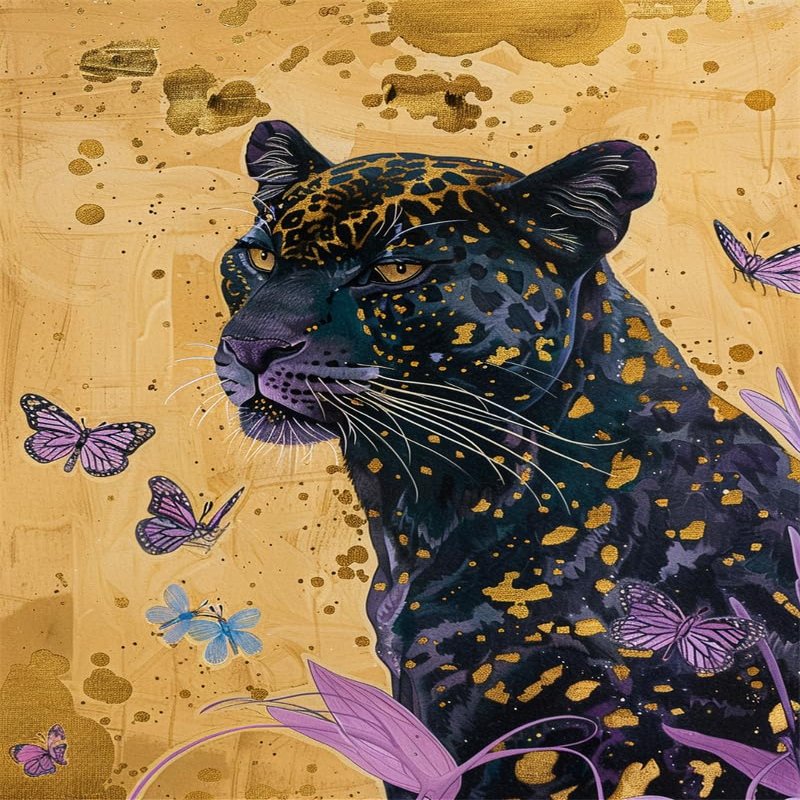 Cross Stitch Kits for Beginners Stamped Cross-Stitch Supplies Needlework 11CT 3 Strands Cotton Thread Printed DIY Needlepoint Kits Craft Needlework Set(Black panther and butterfly,16x20inch)