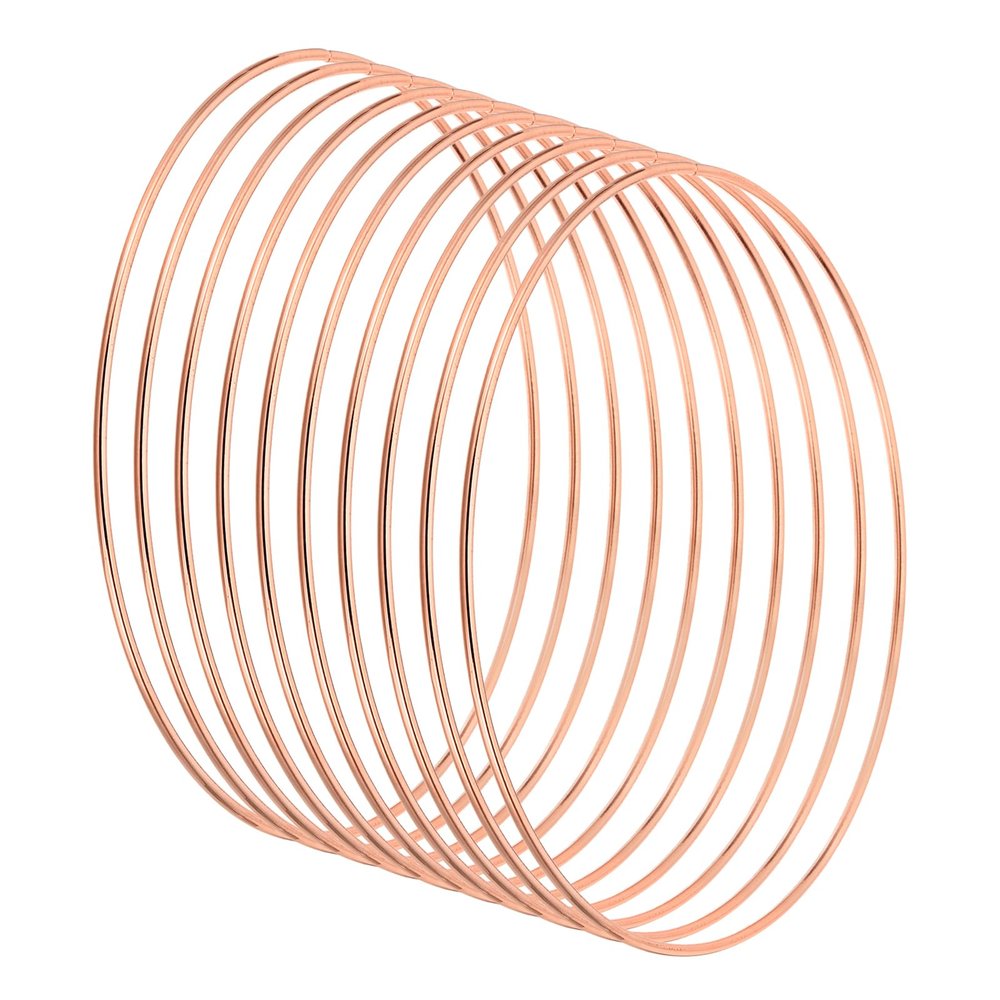 PATIKIL 6.3 Inch Dream Catcher Rings, 10 Pcs Metal Macrame Wreath Floral Round Ring Hoop for Christmas Decor Home Car DIY Craft Wedding Wall Hanging Decorations, Rose Gold