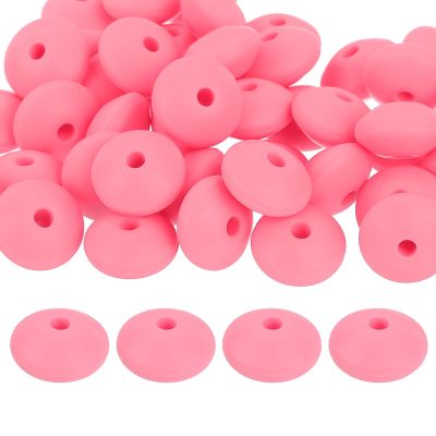 uxcell 50Pcs 12mm Silicone Round Beads, Bright Pink, Loose Craft Beads for DIY Jewelry Making