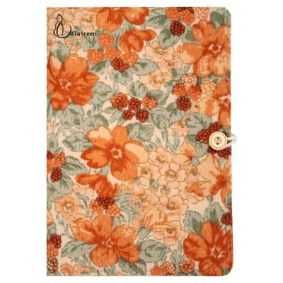 CATaireen Personalized Notebook for Women A5 A6 Handmade Retro Corduroy Printed Floral Cloth Cover Work Journal Diary Fabric Notepad Blank Inner Paper Binder Sketchbook (A5)