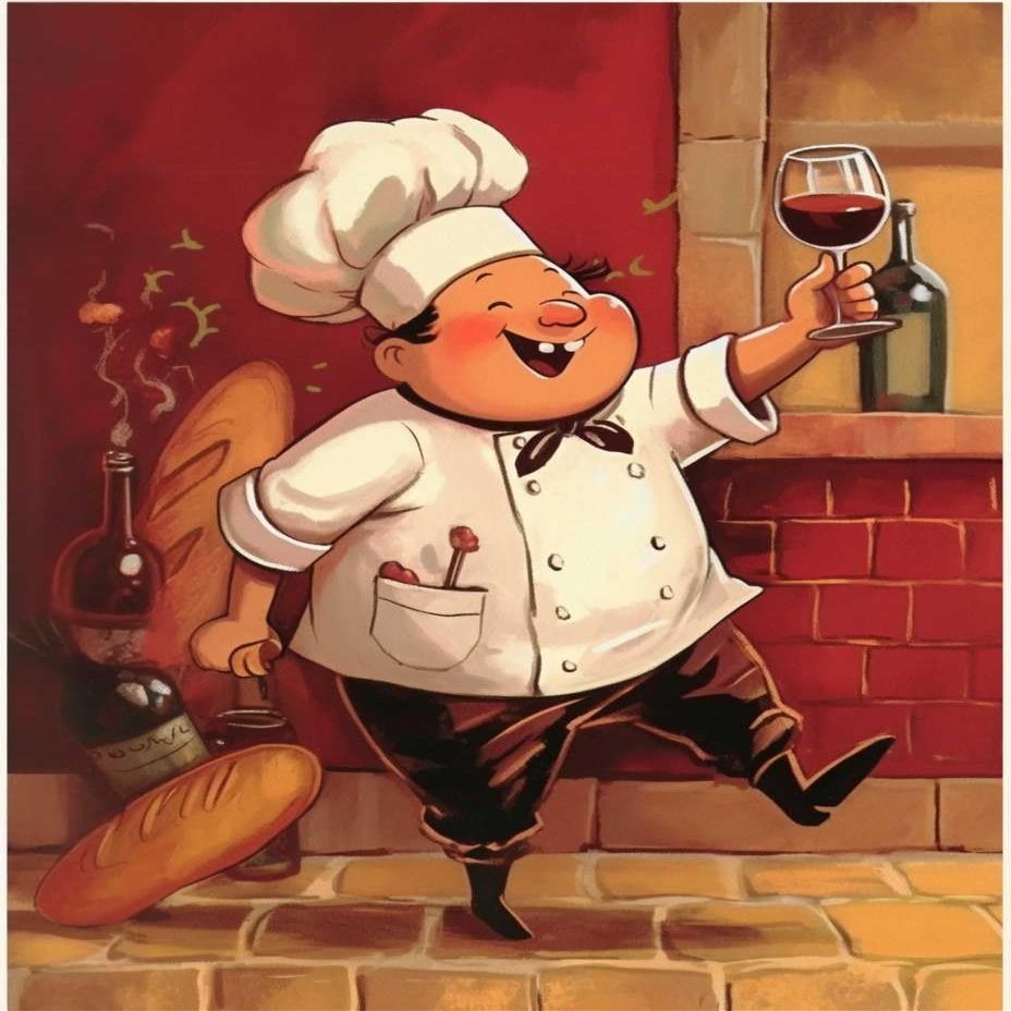 Bread Red Wine Chef Diamond Art Painting Kits for Adult,Cook 5D Diamond Art for Adults,Round Drill Painting by Diamonds Art and Crafts for Home Wall Decor Gift 16x20 Inch