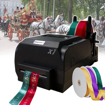 ddingsmafosee Satin Ribbon Printing Machine,Personalized Ribbon Machine,with Ribbon Holder,Supports 50+ Languages,Print Simple Plain Text, Patterns, Logos,for Weddings/Parties/Birthdays,doublerow