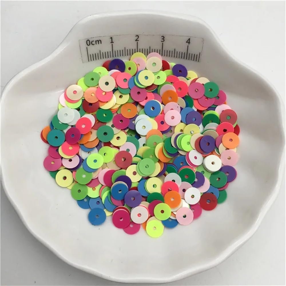 10g Solid Color 4mm 6mm Flat Sequins Glitter Suitable for Clothes Hat Shoes DIY Crafts Handmade Accessory(Solid Mix,4mm 2000pcs 10g)