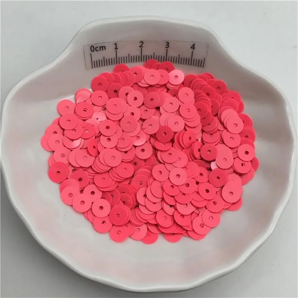 10g Solid Color 4mm 6mm Flat Sequins Glitter Suitable for Clothes Hat Shoes DIY Crafts Handmade Accessory(Solid Melom,6mm 720pcs 10g)