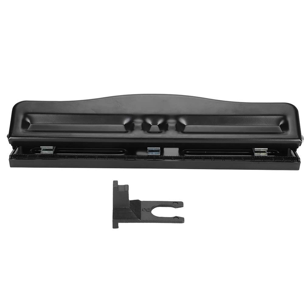 3-Hole Paper Punch, Adjustable, Metal Cutter Head, 10 Sheet Capacity, Black, for Home Office DIY Projects