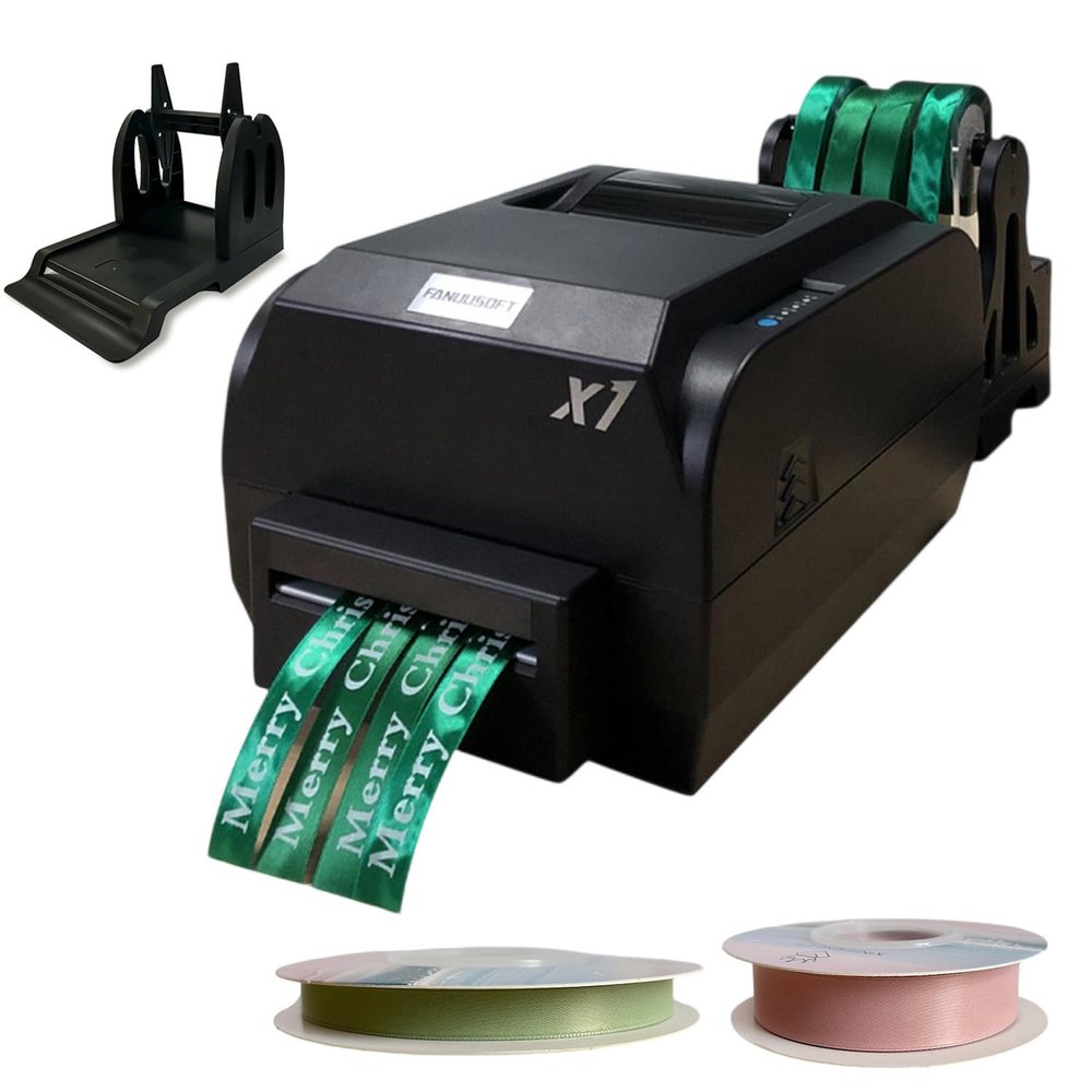 Satin Ribbon Printer Machine For Florist, Custom Ribbon Printer with 1cm and 2cm Ribbons, Support Multi-Row Printing/12-20mm Ribbon, for Flower Shop, Cake Shop, DIY Handicraft Studio, Etc.