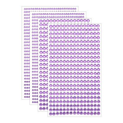 Uxcell 2190 Pcs 3mm/5mm Rhinestone Stickers - 4 Sheet Self-Adhesive Round Rhinestone Stickers for Crafts, Nail, Makeup, Festival (Light Purple)