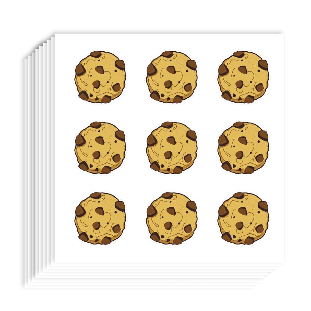 AHANDMAKER 180 Pcs Self-Adhesive Cookie Stickers, 0.98 Inch Cookie Scrapbook Paper, Chocolate Chip Cookie Stickers for Planner Calendar Scrapbook Crafting Party Decor Gift Bag Seal for Party, Yellow
