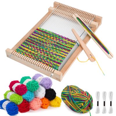 LYKTRIX Weaving Loom for Kids, Wooden Weaving Kit, Loom Kit for Kids Ages 8-12, Great Knitting Looms for Beginners and Girls Over 6 Years Old, Contains Enough Weaving Yarn 11.4" x 7.5"