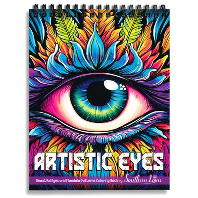 SOUTHERN LOTUS Artistic Eyes Spiral Coloring Book for Adults Women Teens to Relax Stress Relief, Unleash Your Creativity with Designs