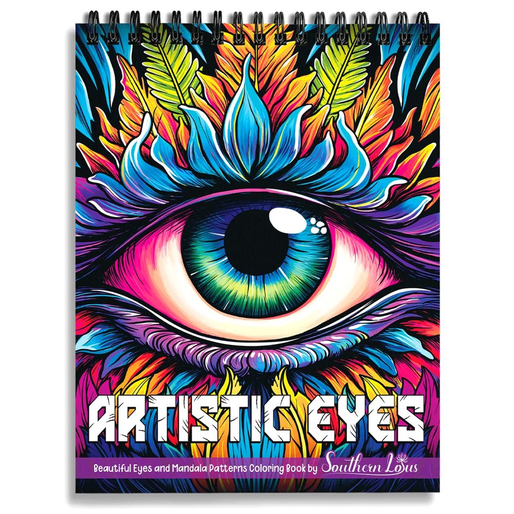 SOUTHERN LOTUS Artistic Eyes Spiral Coloring Book for Adults Women Teens to Relax Stress Relief, Unleash Your Creativity with Designs