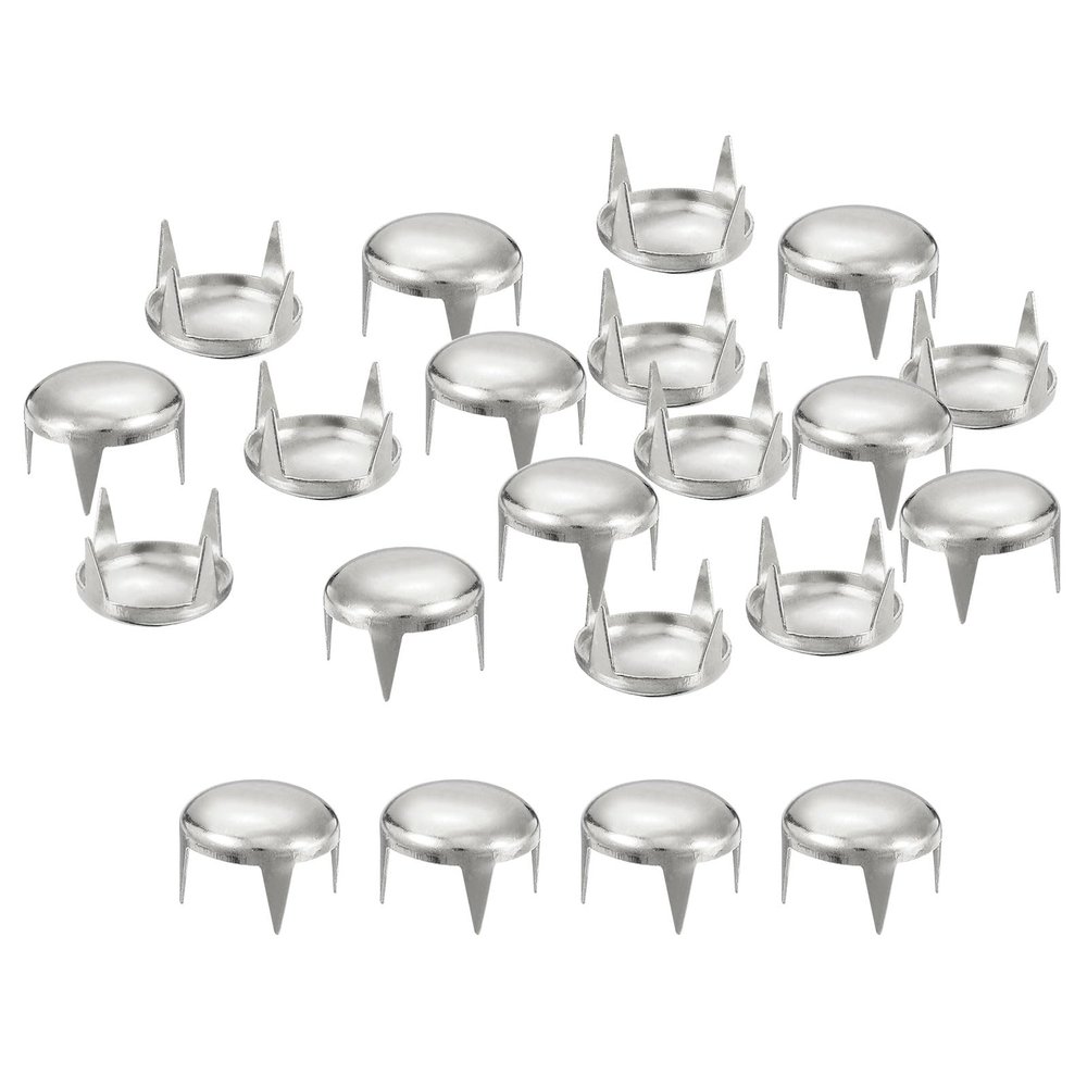 uxcell 80Pcs Silver Round Dome Rivets, 12mm Brass Spike Studs Spots Punk Rock Nailheads Claw Beads for DIY Clothes Belt Bag Shoes Bracelet Leather Craft